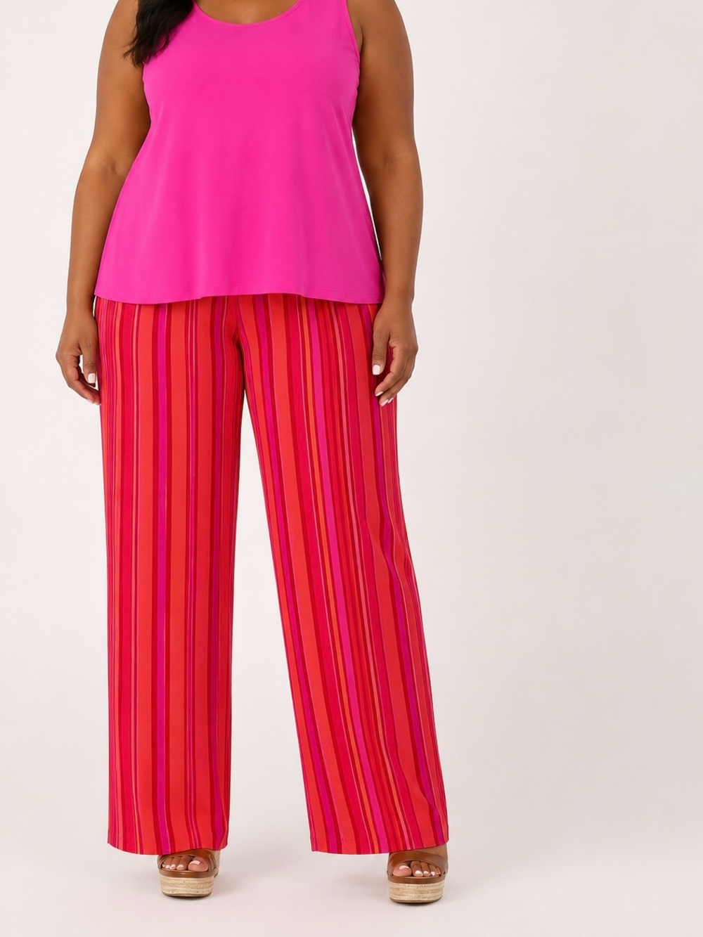 Women’s Pink and Red Striped straight leg pants in 2x plus size